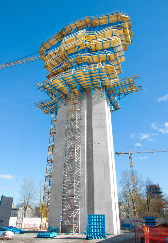 Строительство монолитных опор моста через Морской канал в СПб